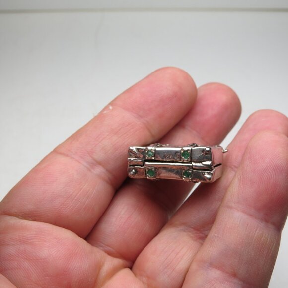 *925 Silver Antique Suitcase Emerald - Picture 4 of 12